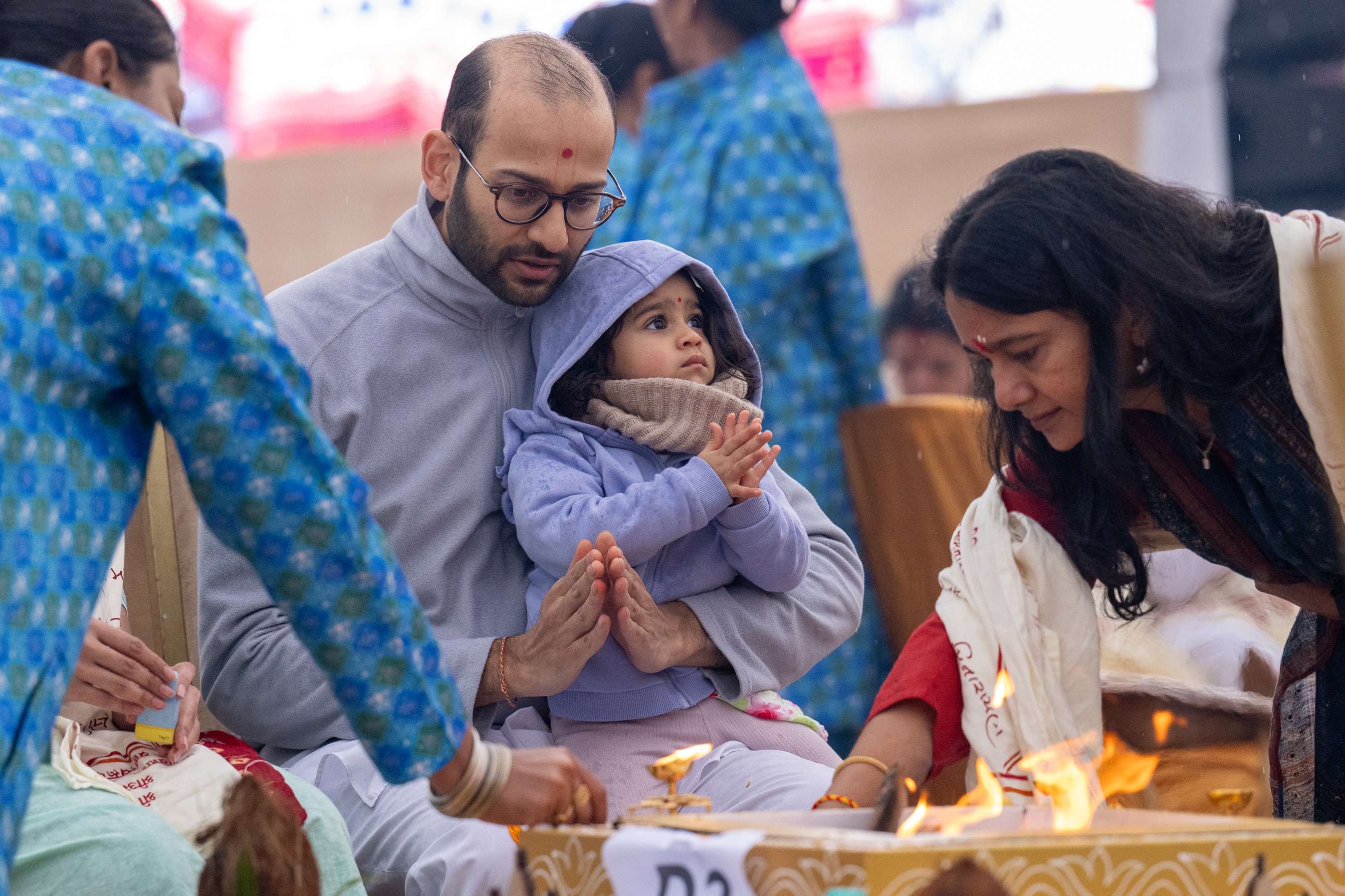 Devotees participating in Yagna cermony