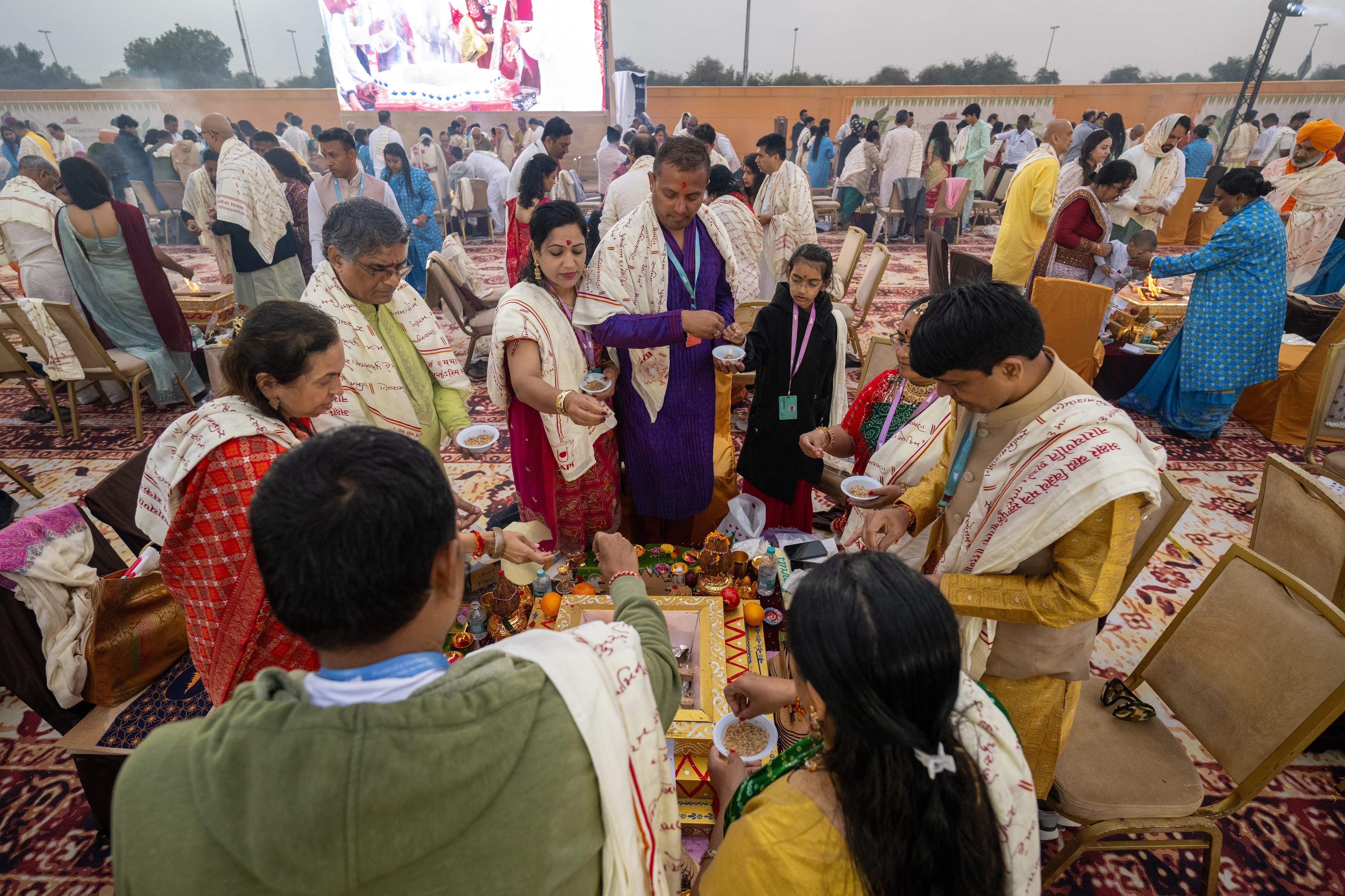 Devotees performing Yagna in rain.3