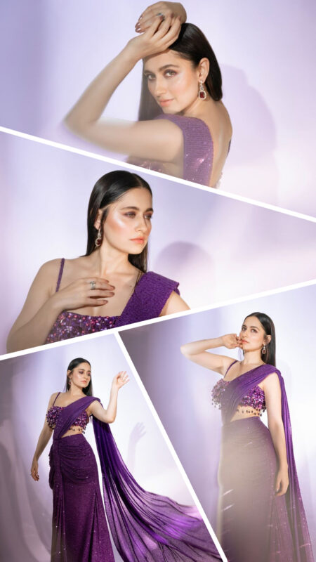 Sanjeeda Shaikh exudes incredible elegance in a purple shimmer saree