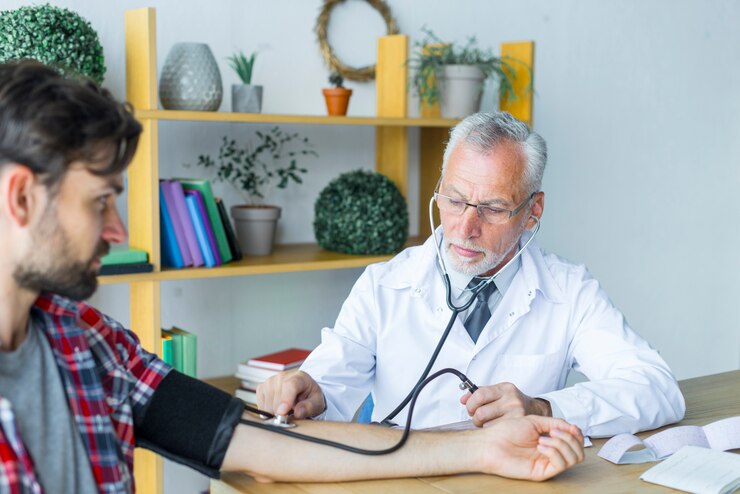 doctor measuring blood pressure young patient 23 2147896752