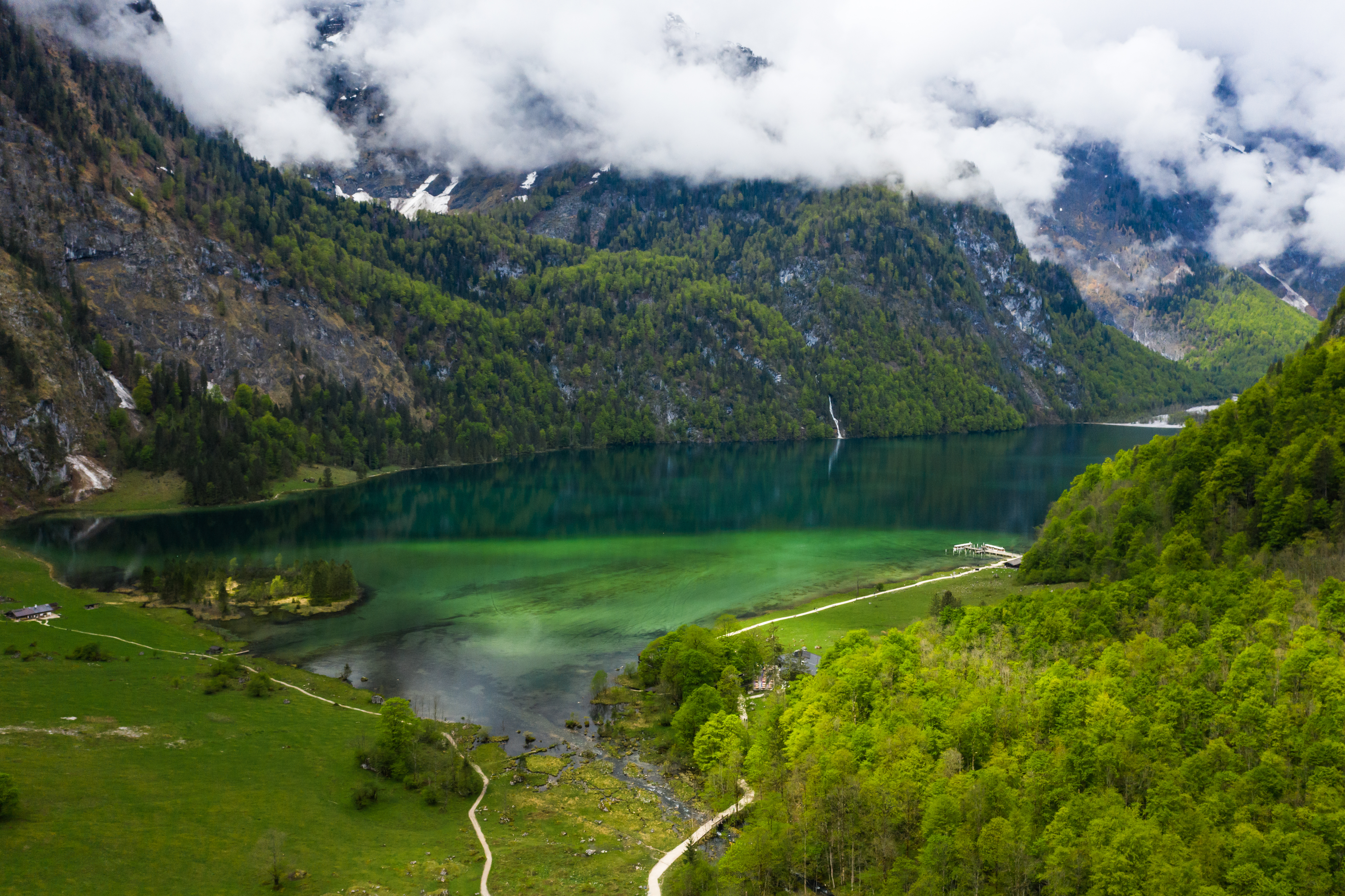 scenic mountain panorama with green meadows idyllic turquoise