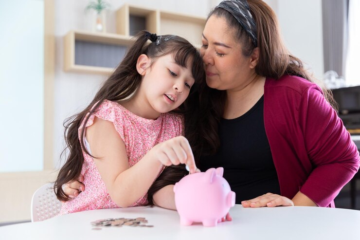 smiling happy daughter child collect coin money saving education economic piggy bank 74324 640